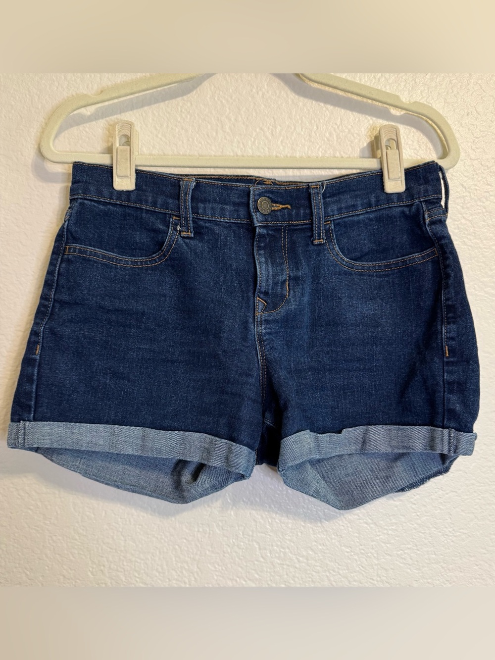 Old Navy Dark Blue Cuffed Denim Shorts - 4